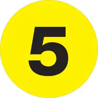 Tape Logic® Number Labels, "5", 1" Circle, Fluorescent Yellow, 500/Roll