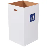 Corrugated Trash Can with Waste Logo, 50 Gallon, 18" x 18" x 36", White, 10/Bundle