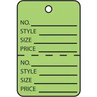 Garment Tags, Perforated, 1 3/4" x 2 7/8", Green, 1000 /Case