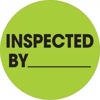 Tape Logic® Labels, "Inspected By", 2" Circle, Fluorescent Green, 500/Roll