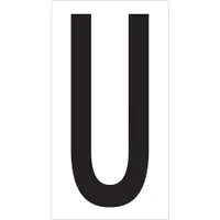 Vinyl Warehouse Letter Labels, "U", 3 1/2", Black/White, 50/Case