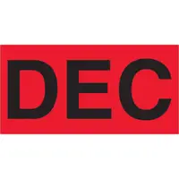 Tape Logic® Months of the Year Labels, "DEC", 3" x 6", Fluorescent Red, 500/Roll