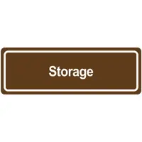 "Storage" Door Sign, 3" x 9", Brown, 1/Each