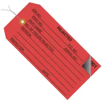Inspection Tags, 2 Part, Numbered 001-499, Pre-Wired, "Rejected", 4 3/4" x 2 3/8", Red, 500/Case