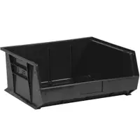 Plastic Stack & Hang Bin Boxes, 14 3/4" x 16 1/2" x 7", Black, 6/Case