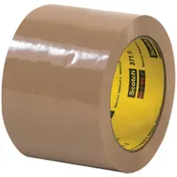 3M™ 371 Carton Sealing Tape, 1.9 Mil, 3" x 110 yds., Tan, 24/Case