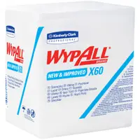 Kimberly Clark® WypALL® X60 1/4 Fold Industrial Wipers Bulk Pack, 12.5" x 12", White, 76/Box, 12 Boxes/Case