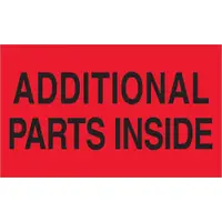 Tape Logic® Labels, "Additional Parts Inside", 3" x 5", Fluorescent Red, 500/Roll