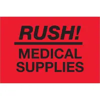 Tape Logic® Labels, "Rush - Medical Supplies", 2" x 3", Fluorescent Red, 500/Roll
