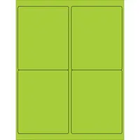 Tape Logic® Rectangle Laser Labels, 4" x 5", Fluorescent Green, 400/Case