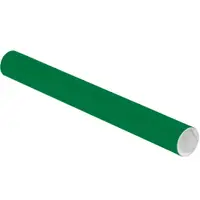 Mailing Tubes with Caps, 2" x 18", Green, 50/Case