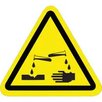 Tape Logic® Corrosive Material Durable Safety Label, 2.25" Triangle, Black/Yellow, 25/Roll