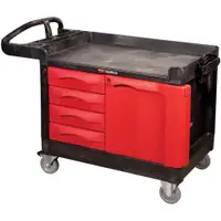 Rubbermaid® Trademaster® Cart with Cabinet, 50" x 27" x 39", Black/Red, 1/Each