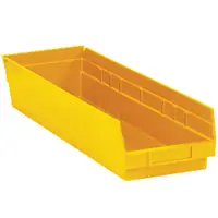 Plastic Shelf Bin Boxes, 23 5/8" x 6 5/8" x 4", Yellow, 8/Case