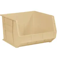 Plastic Stack & Hang Bin Boxes, 18" x 16 1/2" x 11", Ivory, 3/Case