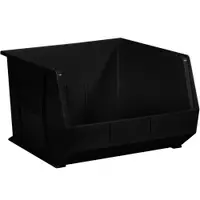 Plastic Stack & Hang Bin Boxes, 18" x 16 1/2" x 11", Black, 3/Case