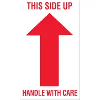Tape Logic® Labels, "This Side Up - Handle with Care", 3" x 5", Red/White, 500/Roll