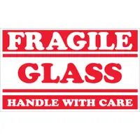 Tape Logic® Labels, "Fragile - Glass - Handle with Care", 3" x 5", Red/White, 500/Roll