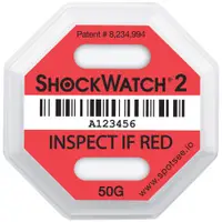 50G Shockwatch® 2 Indicators, 3 3/4" x 3 3/4", Red, 50/Case
