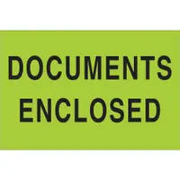 Tape Logic® Labels, "Documents Enclosed", 2" x 3", Fluorescent Green, 500/Roll