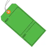 Claim Tags, Consecutively Numbered, Pre-Strung, 4 3/4" x 2 3/8", Green, 1000/Case