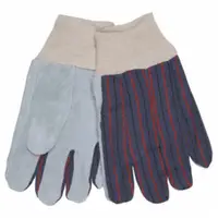 Leather Palm w/ Knit Wrist Gloves, Large, Black/White, 12 Pairs/Case
