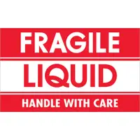 Tape Logic® Labels, "Fragile - Liquid - Handle With Care", 3" x 5", Red/White, 500/Roll