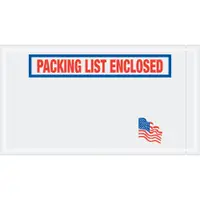 Tape Logic® "Packing List Enclosed" Envelopes, 5 1/2" x 10" U.S.A. Flag, Red/White/Blue, 1000/Case