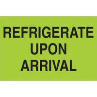 Tape Logic® Climate Labels, " "Refrigerate Upon Arrival", 2" x 3", Fluorescent Green, 500/Roll