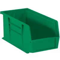 Plastic Stack & Hang Bin Boxes, 18" x 8 1/4" x 9", Green, 6/Case
