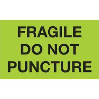 Tape Logic® Labels, "Fragile - Do Not Puncture", 3" x 5", Fluorescent Green, 500/Roll