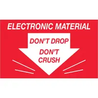 Tape Logic® Labels, "Don't Drop Don't Crush - Electronic Material", 3" x 5", Red/White, 500/Roll