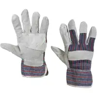Leather Palm w/ Safety Cuff Gloves, Large, Gray, 12 Pairs/Case
