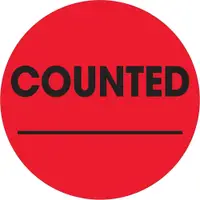 Tape Logic® Labels, "Counted ___", 2" Circle, Fluorescent Red, 500/Roll