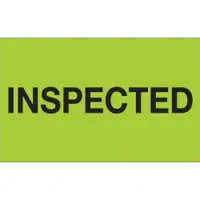 Tape Logic® Labels, "Inspected", 1 1/4" x 2", Fluorescent Green, 500/Roll