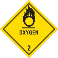 Tape Logic® Labels, "Oxygen - 2", 4" x 4", Black/Yellow, 500/Roll