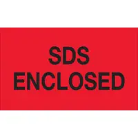 Tape Logic® Labels, "SDS Enclosed", 3" x 5", Fluorescent Red, 500/Roll