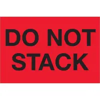 Tape Logic® Labels, "Do Not Stack", 2" x 3", Fluorescent Red, 500/Roll