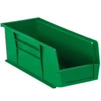 Plastic Stack & Hang Bin Boxes, 14 3/4" x 5 1/2" x 5", Green, 12/Case