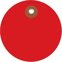 Plastic Circle Tags, 2", Red, 100/Each