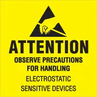 Tape Logic® Labels, "Attention - Observe Precautions", 2" x 2", Fluorescent Yellow/Black, 500/Roll