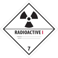 Tape Logic® Labels, "Radioactive I", 4" x 4", Black/White/Red, 500/Roll