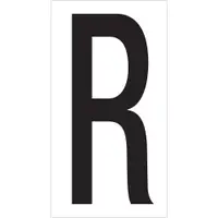 Vinyl Warehouse Letter Labels, "R", 3 1/2", Black/White, 50/Case