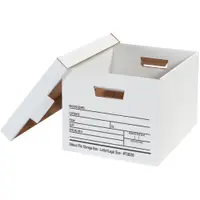 Deluxe File Storage Boxes, 15" x 12" x 10", White, 12/Case