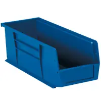 Plastic Stack & Hang Bin Boxes, 14 3/4" x 5 1/2" x 5", Blue, 12/Case
