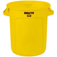Rubbermaid® Brute® Trash Can, 10 Gallon, 17" x 16", Yellow, 1/Each