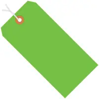 Shipping Tags, Pre-Strung, 13 Pt., 5 3/4" x 2 7/8", Green, 1000/Case