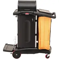Rubbermaid® High-Security Janitor Cart, 22" x 48" x 54", Black/Yellow, 1/Each