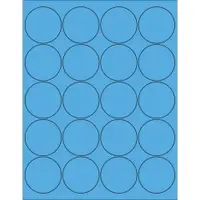 2" Fluorescent Blue Circle Laser Labels 100 SHEETS
