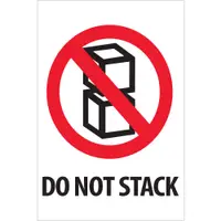 Tape Logic® Labels, "Do Not Stack", 4 x 6", Red/White/Black, 500/Roll